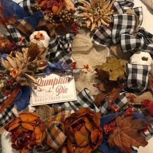 Hand Crafted Wreath Home Accent  Pumpkin Wreath with Autumn Colors Final…